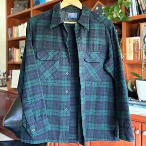 Pendleton Wool Tartan Flannel Shirt – Blue/Green Plaid (Tagged Large, Fits Small